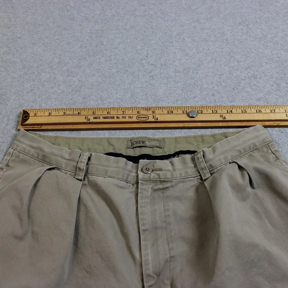 Vintage J Crew Pants Men 36x32 Beige Relaxed Fit Pleat Chino Hong Kong Heritage